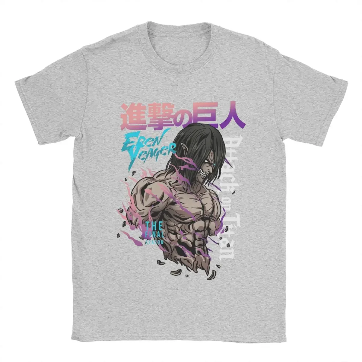 إرين Jeager Yeager AOT أنيمي تي شيرت الرجال روح الدعابة القطن الخالص تيز الجولة الرقبة قصيرة الأكمام تي شيرت ملابس مطبوعة #6