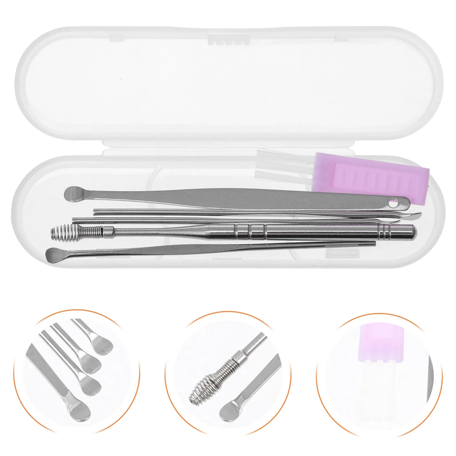 

1Set Earwax Tools Polished Stainless Steel Ear Picks Comfortable Safe Ear Cleaning Supplies Earwax Removers Home Travel Use