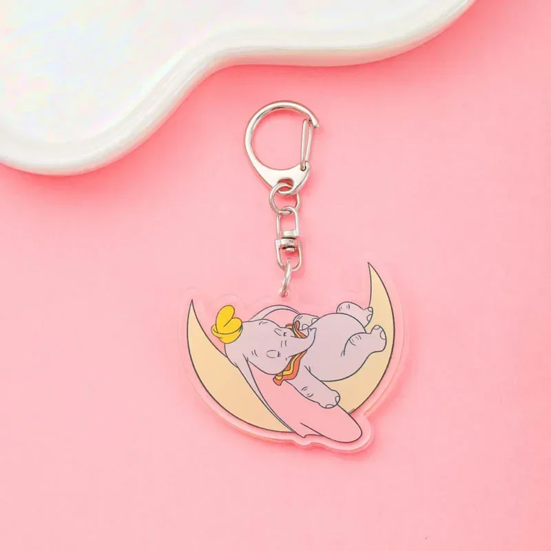 Cartoon Dumbo Anime Acrylic Key Chains Accessaries Funny Pendant Cute Creative Schoolbag Charms Car keychain Friends Fans Gifts