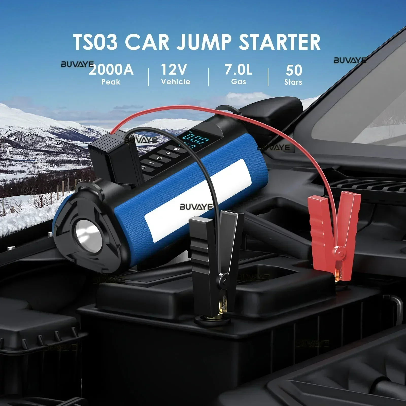Car Jump Starter with EVA Bag Air Pump Outdoor Portable Power Lamp Portable Air Compressor Multifunctional Tire Inflator