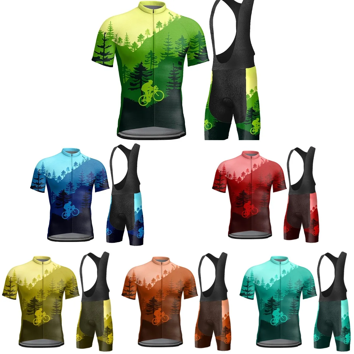

Cycling Jersey Set Men Short Sleeves Bib Shorts Gel Breathable Pad Breathable Quick Dry Bike Clothing Kit Triathlon