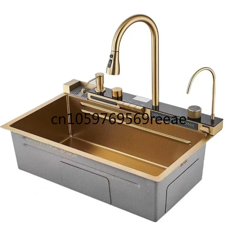 

Golden Stainless Steel 304 Large Single Whale Golden Nano Washing Basin Sink