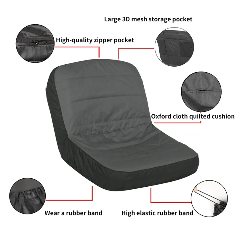 Universele Rijden Grasmaaier Tractor Seat Cover Padded Comfort Pad Opslag Pouch Medium