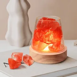 Veilleuse de table en cristal de sel de l'Himalaya, nouveauté, charbon brut naturel, diffuseur d'huiles essentielles, lumière cadeau, lampe de décoration