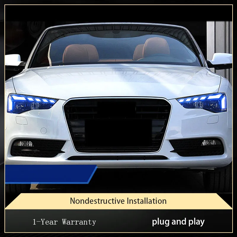 تصفيف السيارة لأودي A5 2008-2016 المصباح الأمامي DRL المصباح بدوره إشارة تسليط الضوء على كامل LED عكس اكسسوارات السيارات الديناميكية #5