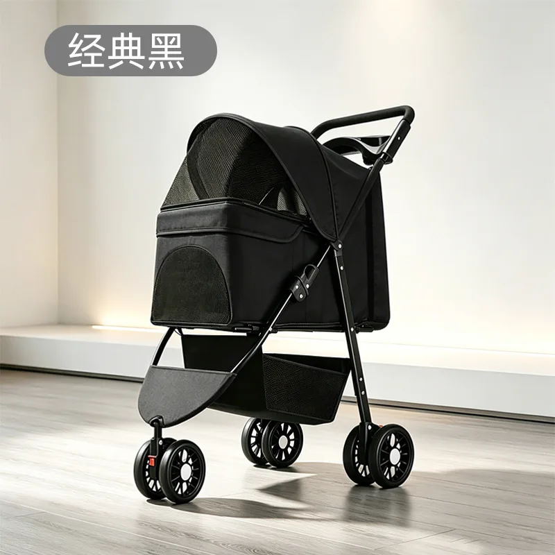 3-Wheel Pet Stroller for Dogs  Cats, Small Lightweight Foldable Hand Trolley for Outdoor Travel