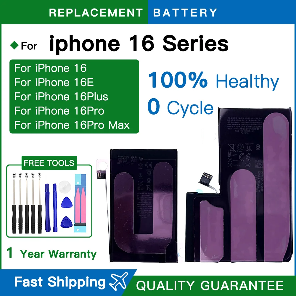 Brand New Real High Capacity Battery For Iphone 16 / 16E  / 16 Plus / iPhone 16 Pro / iPhone 16 Pro Max Replacement Batteries