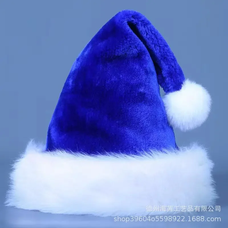 Red Blue Green Black Adult Children\'s Thick Plush Christmas Hat 2023 Noel Merry Christmas Decor Gift Hat Happy New Year 2024