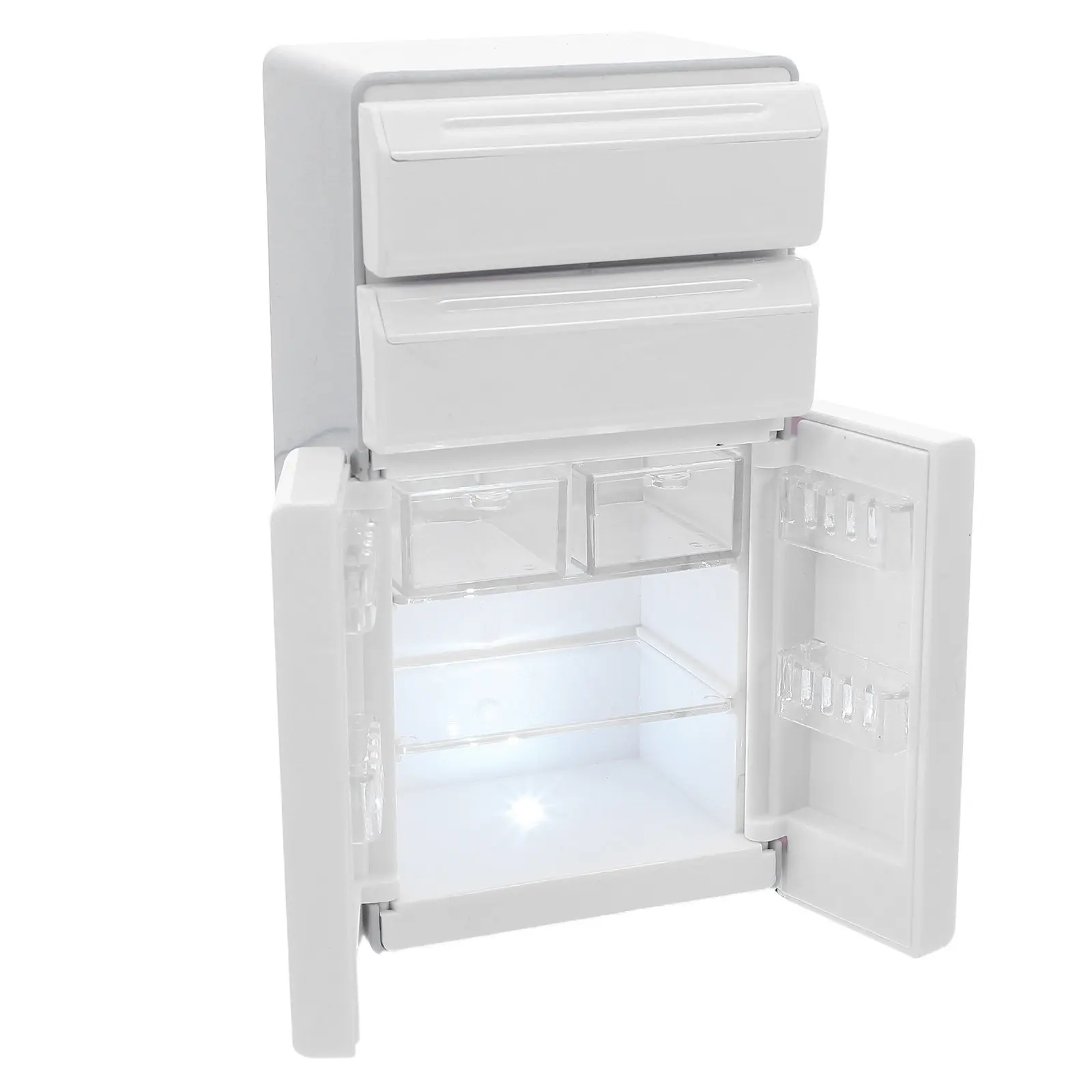 Light-Up 1:12 Scale Miniature Refrigerator Freezer Combo for Dollhouse Kitchens Pretend Play Role Playing Educational Kitchen