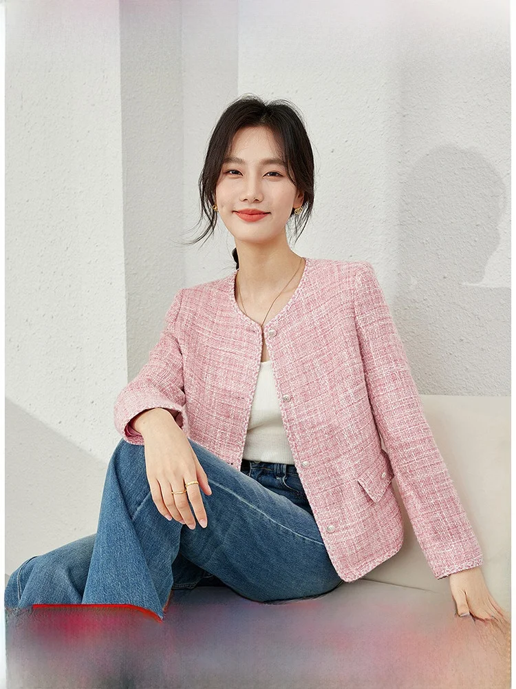 

Женская стеганая куртка Ele ort: модная осенняя верхняя одежда малого размера из полиэстера и вискозы с круглым вырезом и застежкой на пуговицах