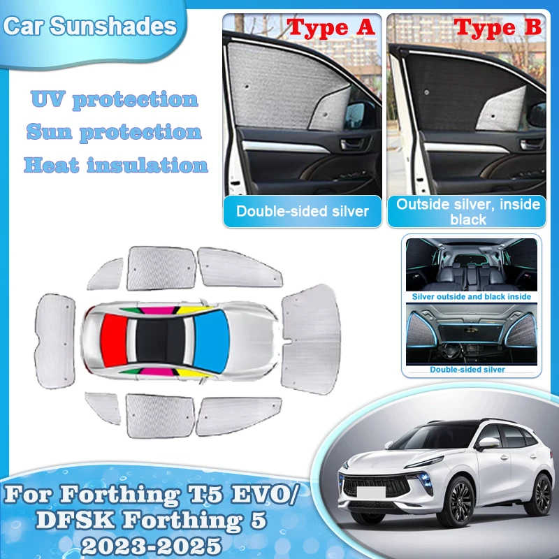 Car Sun Shade For DFSK Forthing T5 EVO Dongfeng 2023 2024 2025 Sunshades Windshield Side Window Covers UV Protection Accessories