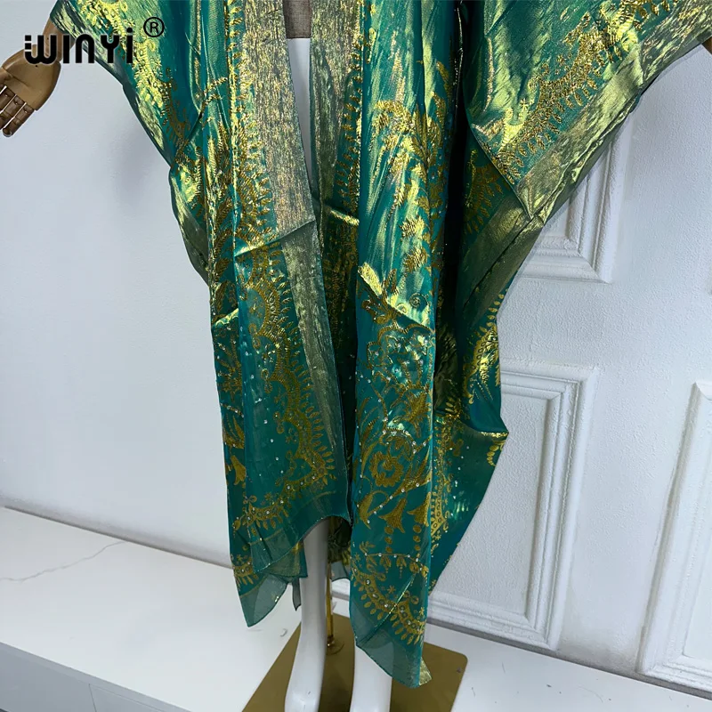 Winyi Bikini Vertuschungen Mode druck Frauen Sommerkleid ung Kimono Kleid Strand tragen Badeanzug Strand vertuschen Maxi kleid Abaya