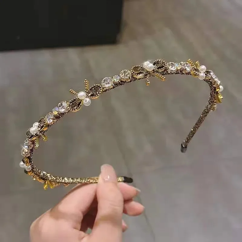 

Ins New Butterfly Gem Headbands For Women Girl Rhinestone Diamond Luxury Hair Accessories Geometric Thin Hairbands QH106