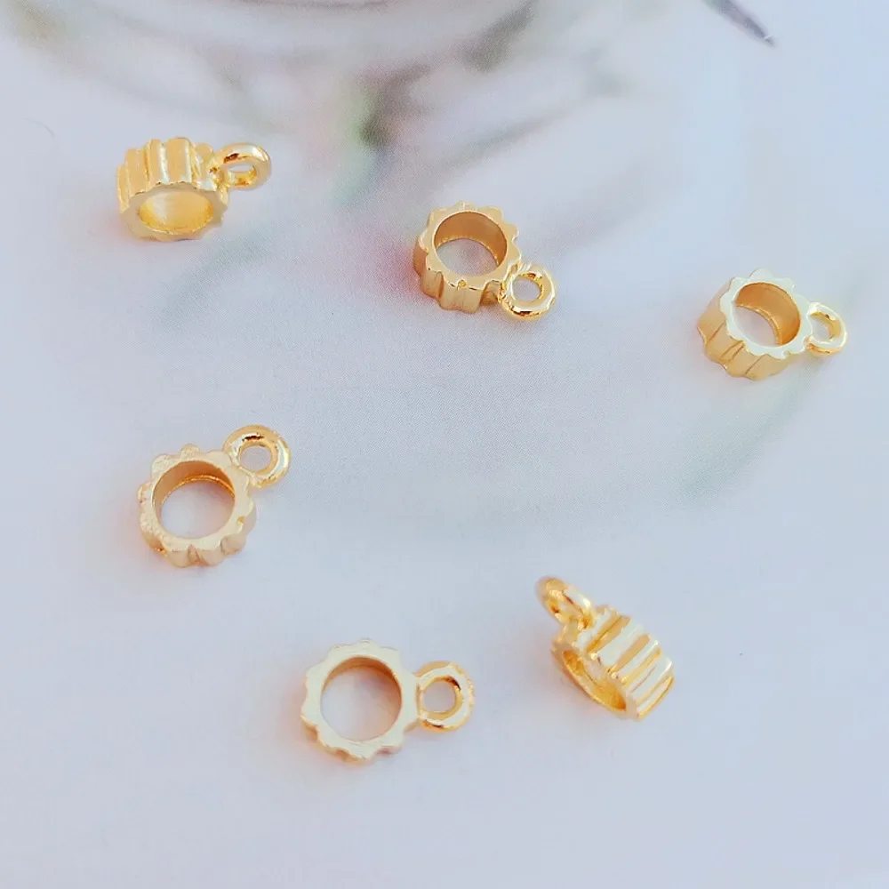 

14K Gold-plated Threaded Ring with Ring Pendant, Ring, DIY Handmade Jewelry Accessory, 7*11mm