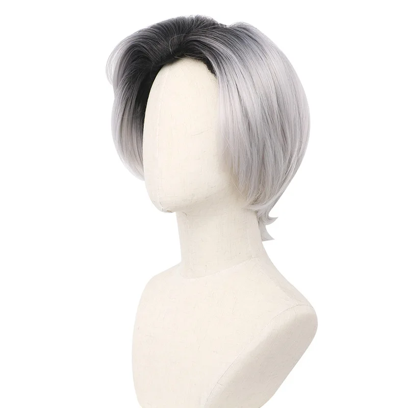 XWarrior أسود فينيكس Stormgirl نمط الشعر القصير HalloweencosplayWhite التدرج اللون شعر مستعار عالمي