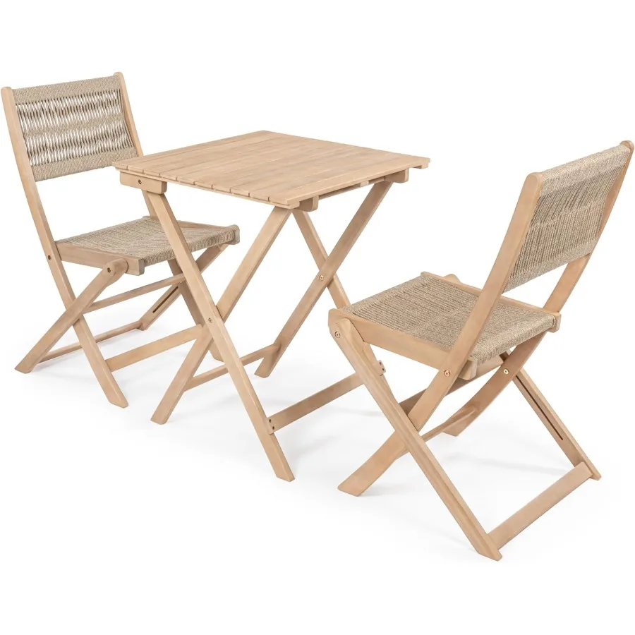 

JONATHAN Y DNG2001B-3SET Javea Modern Coastal 3-Piece Acacia Wood Outdoor Folding Bistro Set Mid-Century Contemporary Transitio