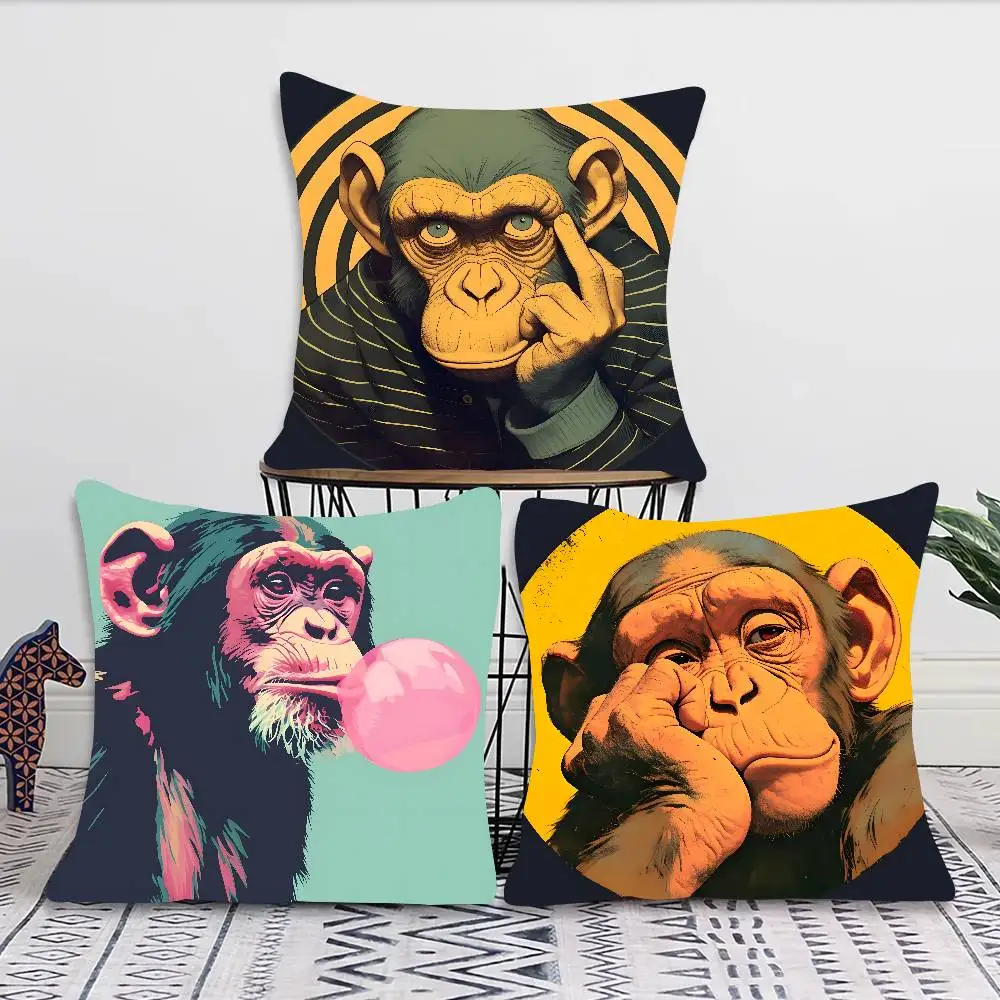 Monkey Pillow Case Fashion Square Pillowcase Bedroom Sofa Room Ins Decoration Leisure