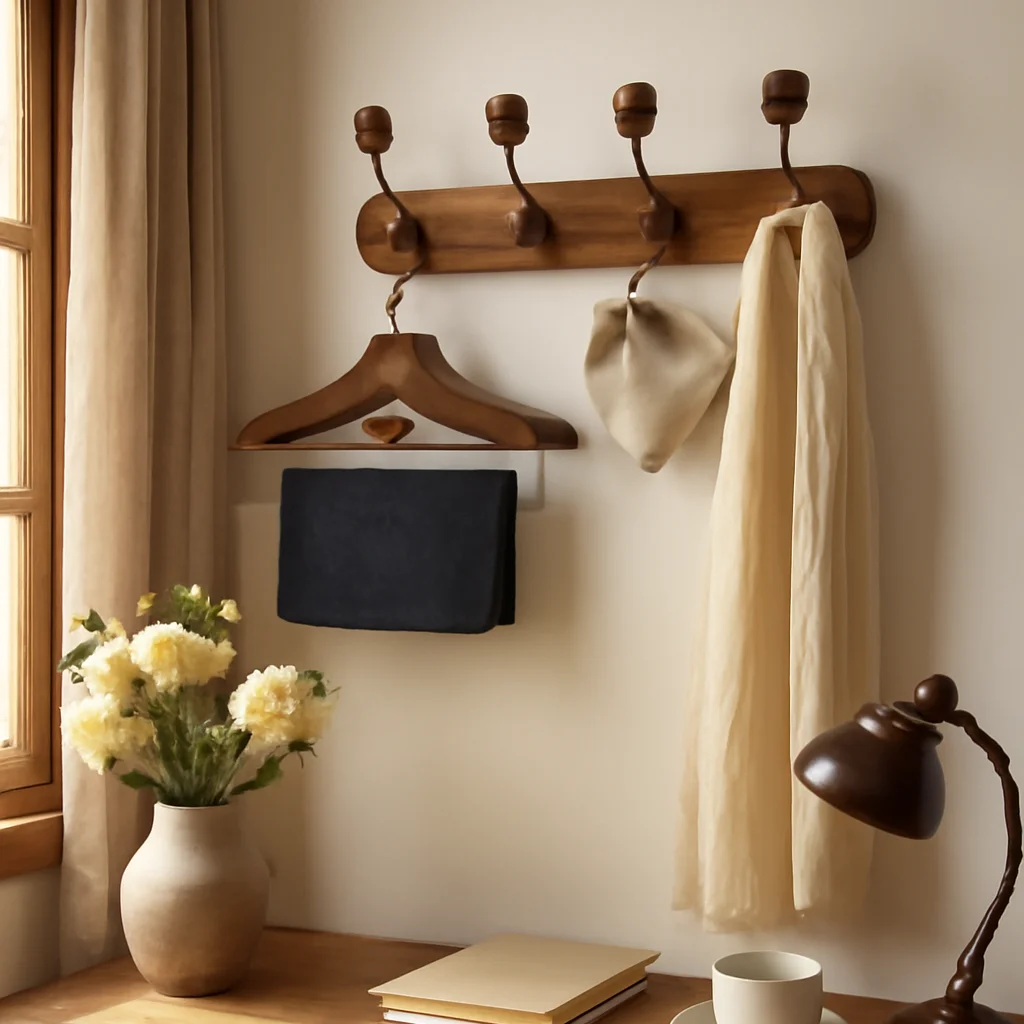 

Подвесная вешалка для одежды в китайском античном стиле, прочная винтажная подвеска для одежды в прихожей, настенные крючки из массива дерева на стене