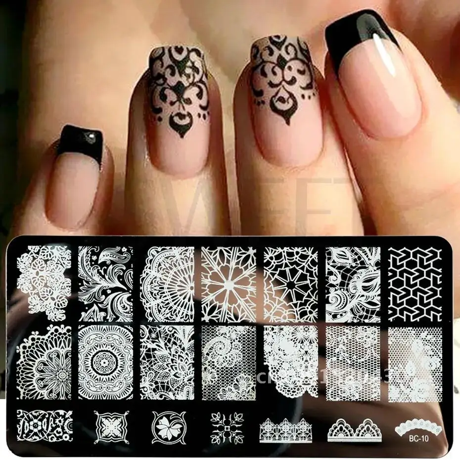 12x6cm Nail Art Stamping Plates Lace Petals Butterfly Mandala Plants Abstract Stamp Template Polish Printing Stencils Molds BEBC