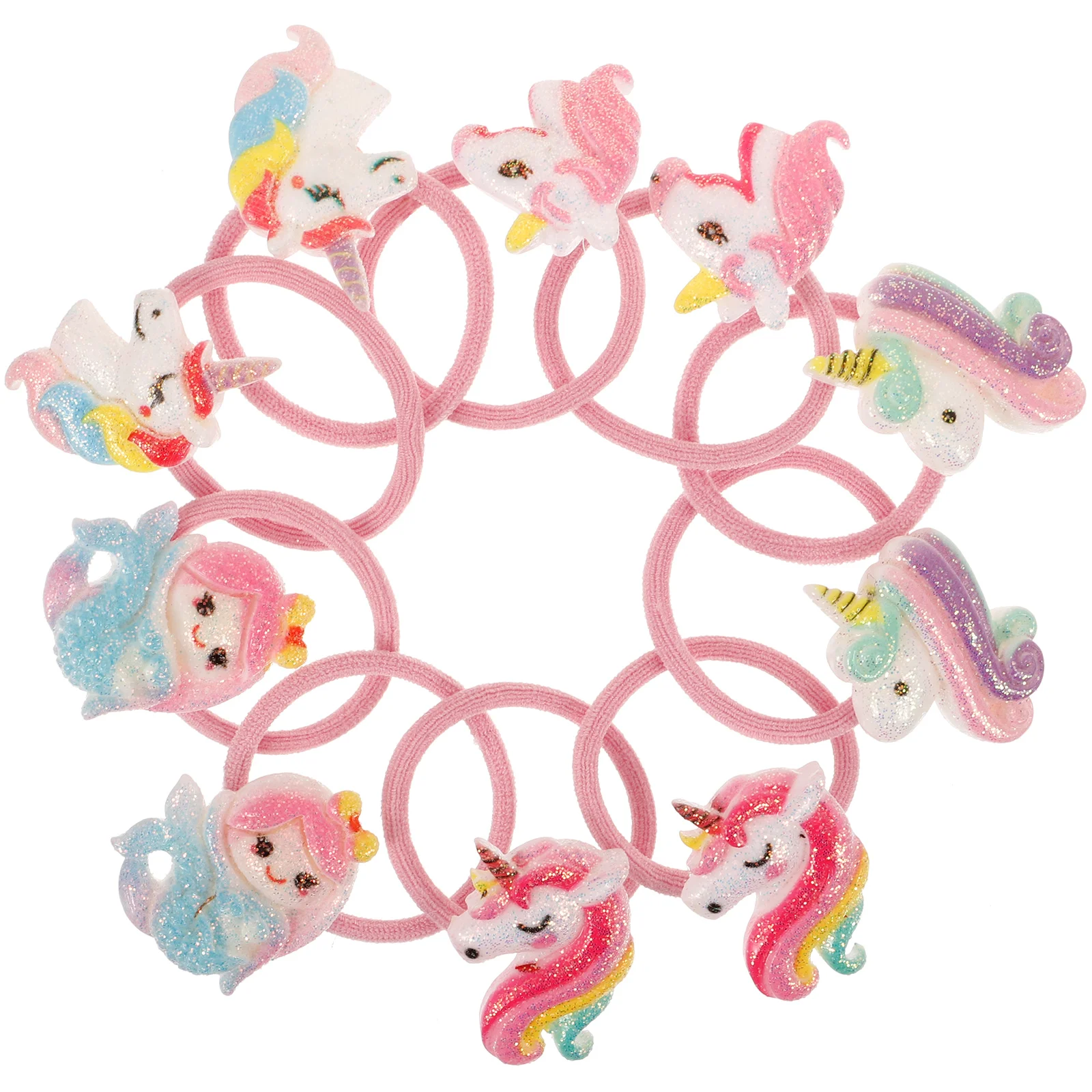 

5Pairs Vibrant Color Scheme Hair Ropes for Girls Cute and Fashionable Cartoon Unicorn Design Elastic Ponytail Holders