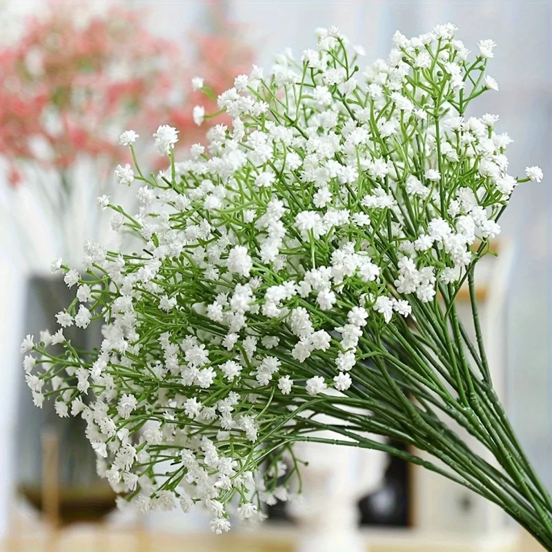 Künstliche Baby Breath Gypsophila Blumen, künstliche grüne Gypsophila-Stiele, DIY Hochzeitsstrauß Blumenarrangement, für Zuhause und Schlafzimmer