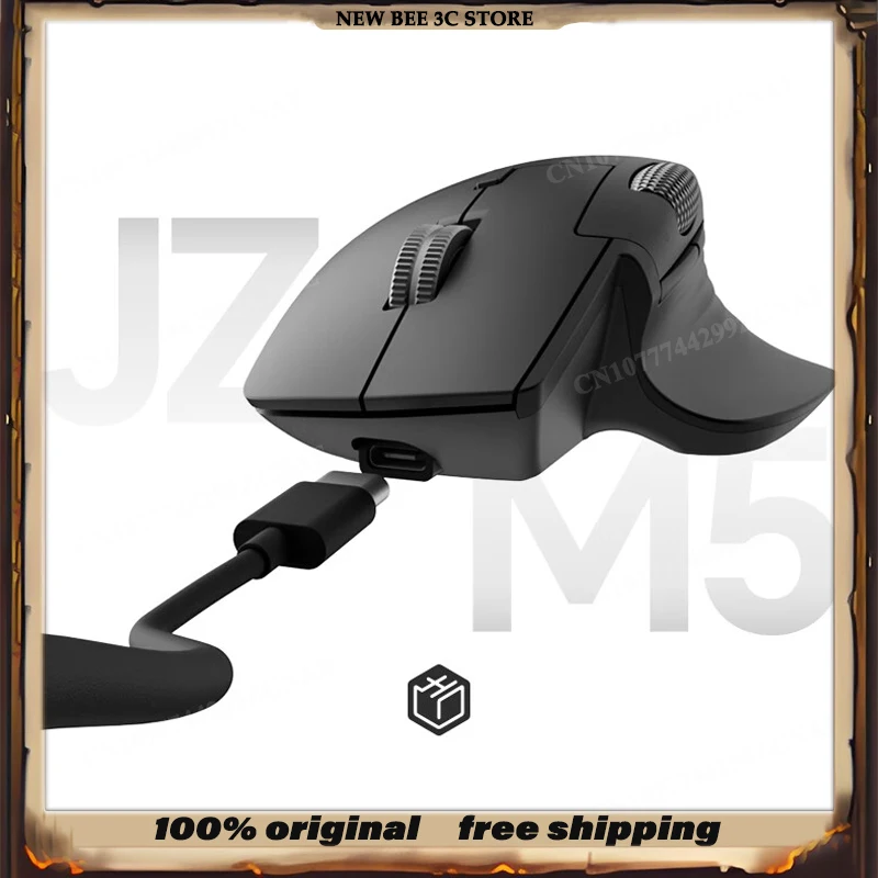 

100% Original JZ M5 Tri-mode Mouse Electromagnetic Scroll Wheel Master Wireless Bluetooth Wired Ergonomic Office Mouse Gift PC