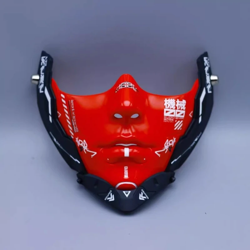 Mezza faccia Maschera punk Tecnologia Puntelli creativi funzionali Copricapo con sensazione meccanica rossa Maschere da discoteca per feste cosplay