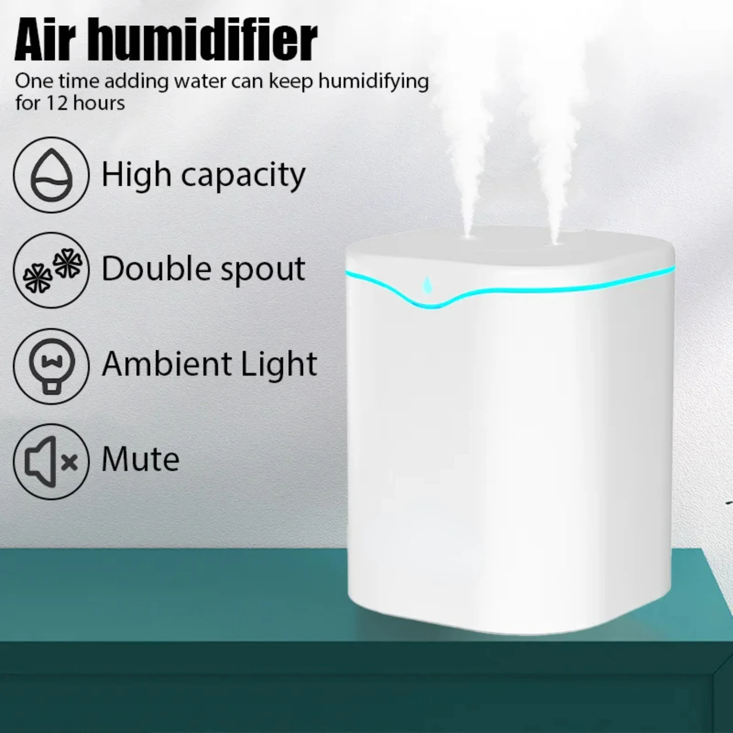 Diffuser aromaterapi minyak esensial kantor santai, pelembap udara mulut pipa ganda ultrasonik dengan pembuat kabut dingin-