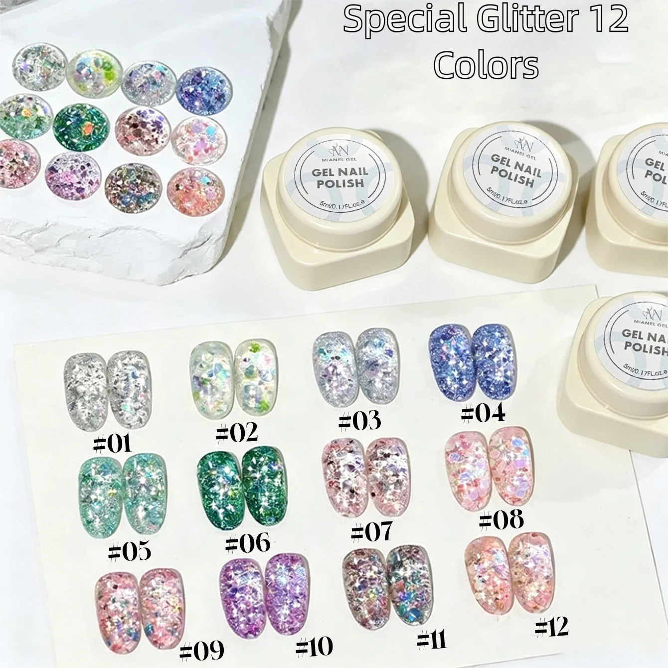 Neptune Star Super Flash Pailletten-Nagelgellack 2026 Neu Aufhellend 12 Farben Funkelnder und Farbenfroher Strobe-Glitter-Nagellack