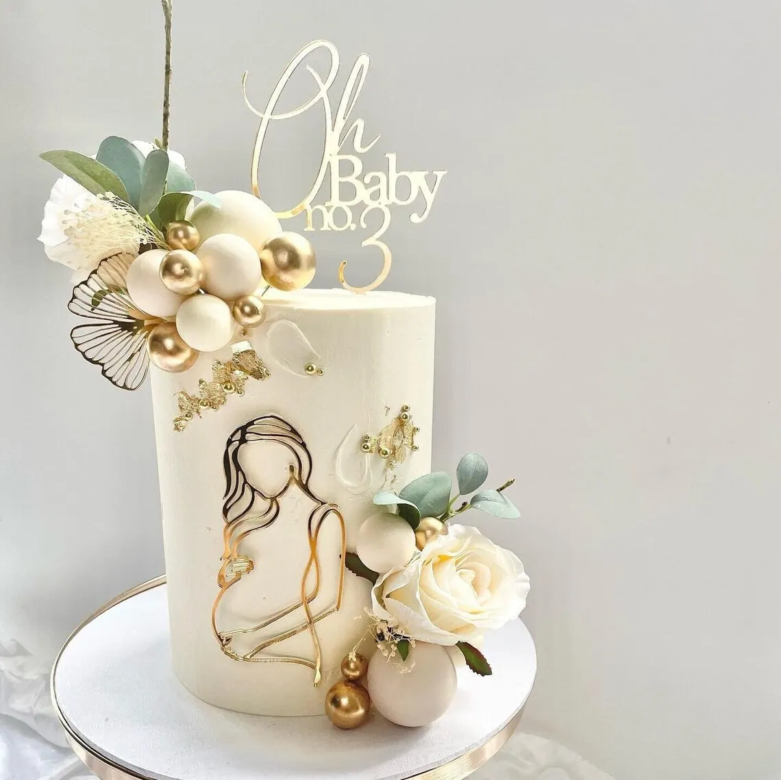 

Customized age Oh Baby Cake Topper and Line Art Charm | Personalised | Various Sizes & Colours, Baby Shower cake topper