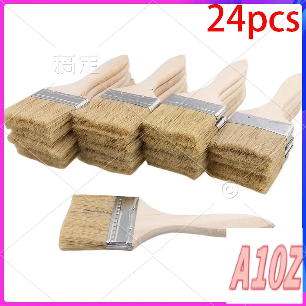 

0Z-24Pcs Paint Brushes 70Mm Chip Paint And Varnish Brush Perfect For Wall And Wood Painting Stains Glues