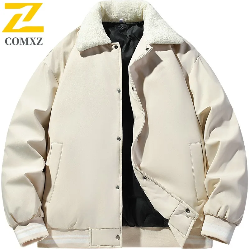 COMXZ Men Parker Coat Contrast Color Lining Ski Street Warm Loose Travel Puffer Jacket High Quality Snow Cotton Padded Jackets