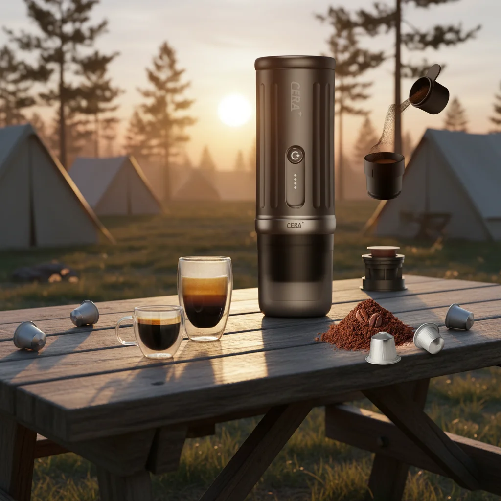 Fully Automatic Electric USB Portable Coffee Machine Set With Grinder Coffee Pod & Powder Compatible