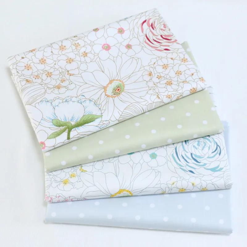 SJMANDUN 4 Pcs/Pack Flower Series Printed Sewing Fabric Cotton Cloth For DIY Handmade Patchwork Quilting Needlework Accessories