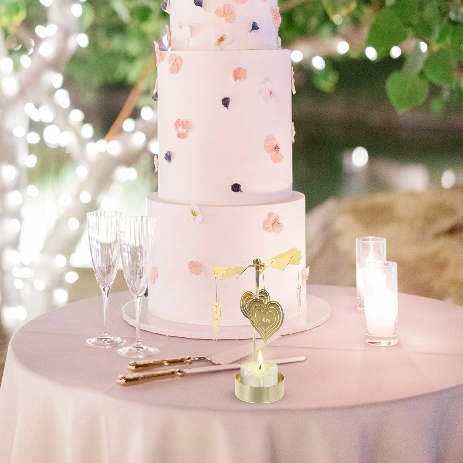 

3Pcs Rotating Holders Metal Spinning Tea Light Candlestick Romantic Tabletop Wedding Decoration Spinning Holder