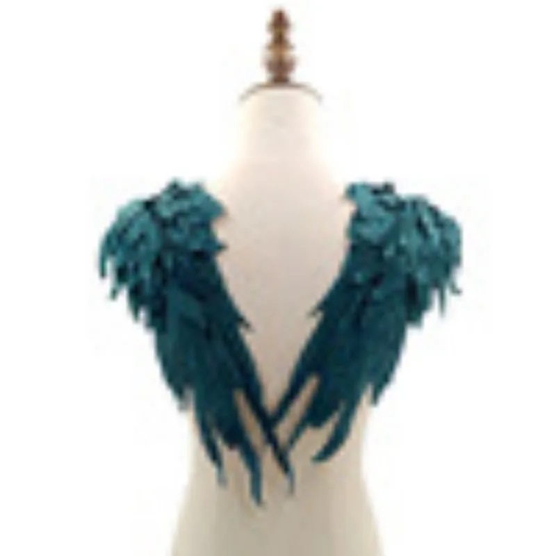 1 Paar Goud Bruin Borduren Angel Wing Applique Naaien Bloem Kraag Patch voor Bruiloft Jurk Bruidsjurk DIY Ambachten