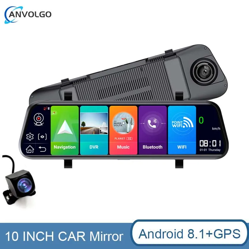 

10" Android 8.1 Car rearview Mirror ADAS Dash Cam 4G GPS Navigation 2GB+32GB dual lens Recorder black box 24H Parking monitor