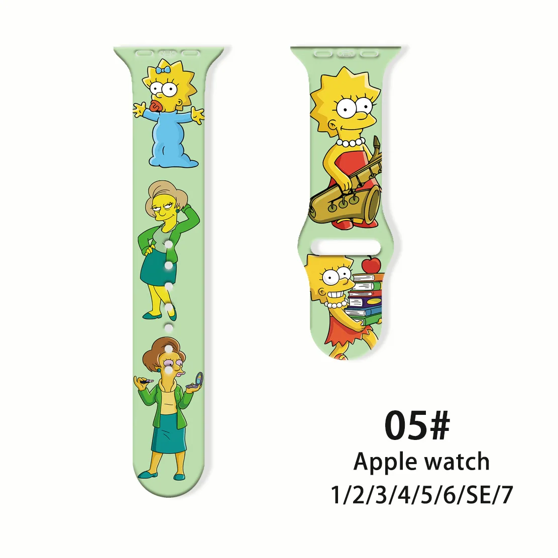 Cartoon Cute Simpson Silicone Strap For Apple Watch Band 41mm 45mm 44mm 42mm 40mm 38mm Bracelet For iWatch SE 7 6 5 4 3 2 1