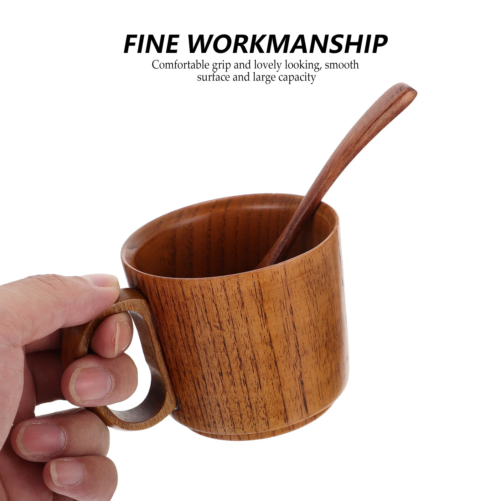 

3pcs Acidproof Jujube Wood Coffee Cup Set Large Capacity Smooth Surface Comfortable Grip For Tea Milk Juice Cappuccino