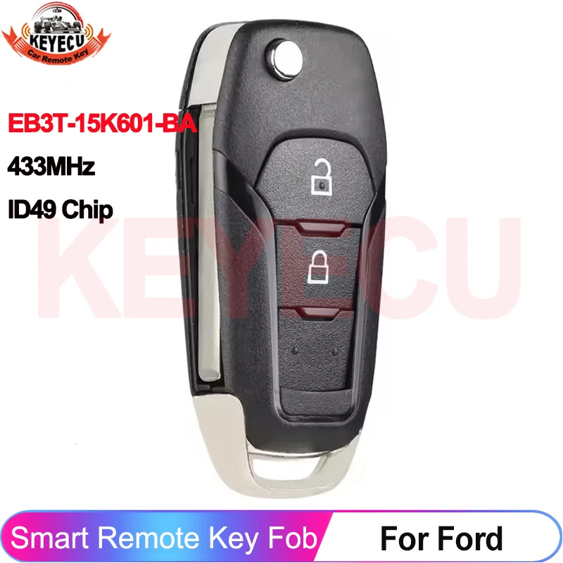 

KEYECU 433 МГц ID49 PCF7945 чип дистанционного брелок EB3T-15K601-BA для Ford Ranger Mondeo Ecosport 2014 2015 2016 2017 2018 2019
