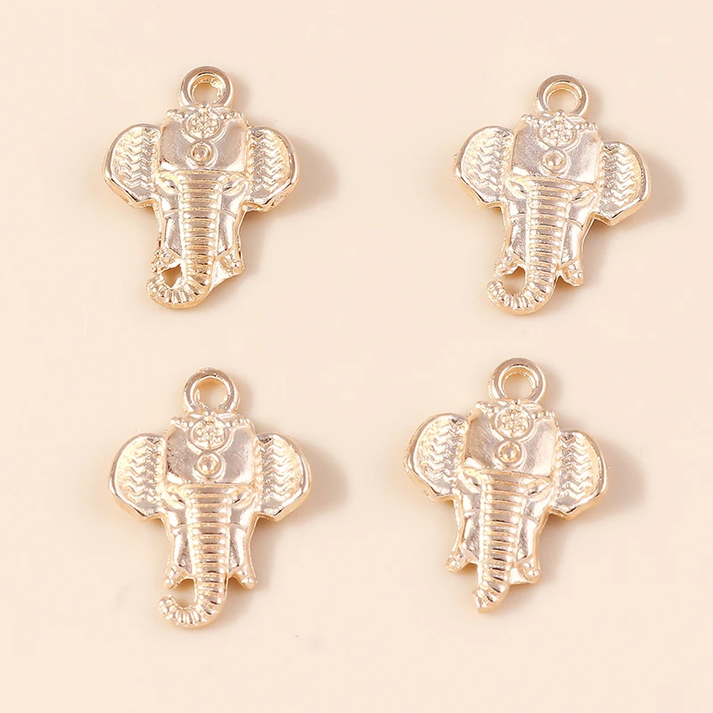 Leslie 10 Stück 21 x 15 mm goldfarbene Metall-Elefant-Anhänger für selbstgemachte Halsketten, Armbänder, Schmuckherstellung – Detail 6