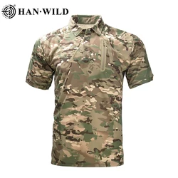Men's Camo T-Shirts Quick Dry Short Sleeve Shirt Camping Outdoor Hiking Top Hunting Army Combat Men Tactical Clothing Breathable