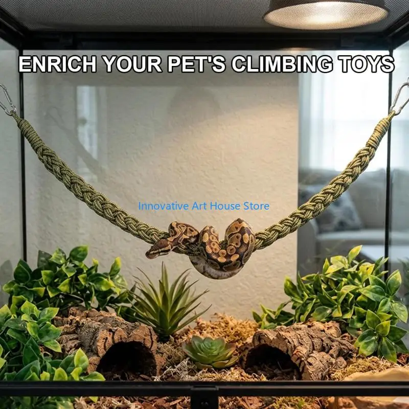 E1PC Angled Wall Bed for Small Climbing Animals, Net Hanging Unit with Suction Cups for Glass Enclosure Use, Climbing Activity