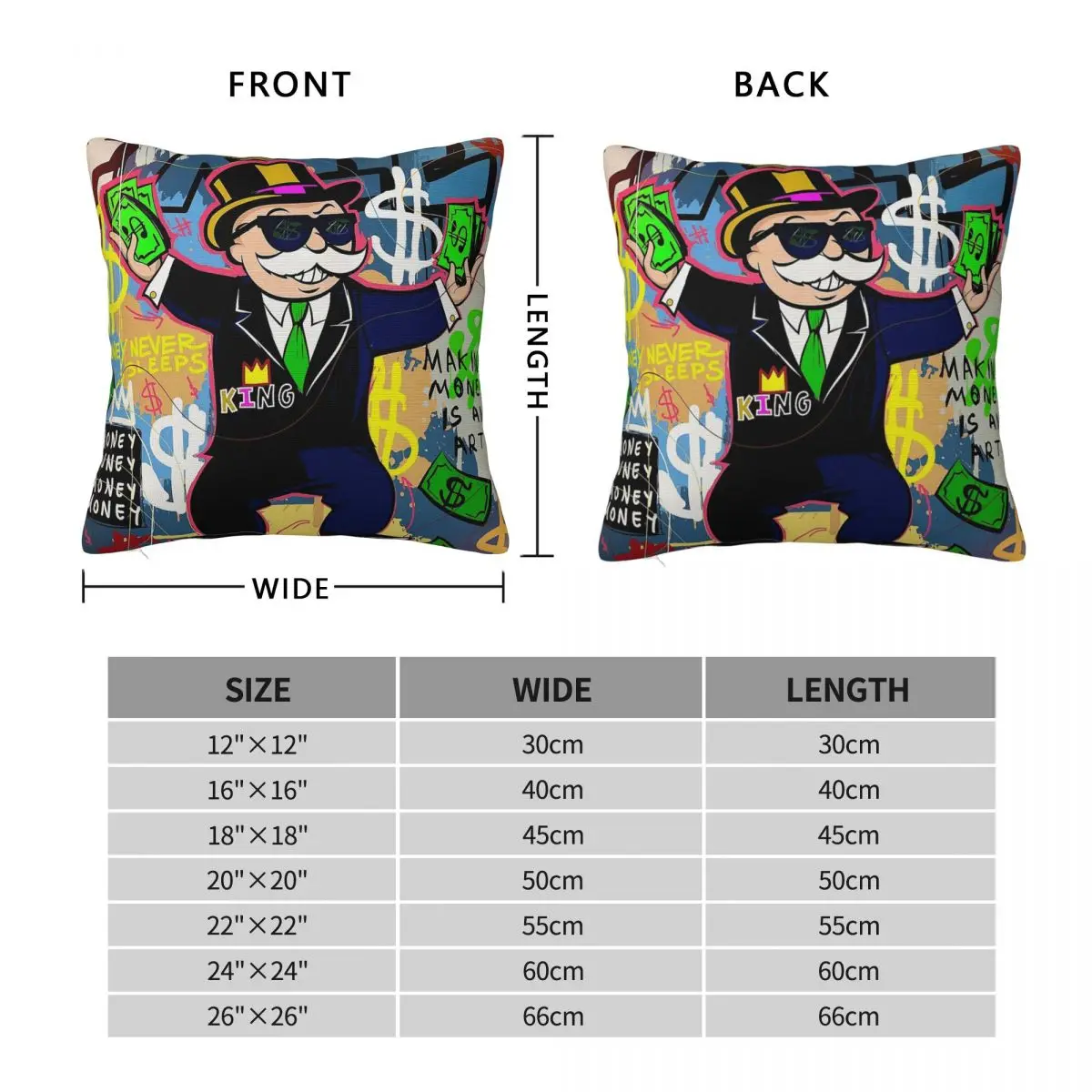 Monopoly Man Holding Money Square Pillowcase Polyester Linen Velvet Creative Zip Decorative Pillow Case Sofa Cushion Cover