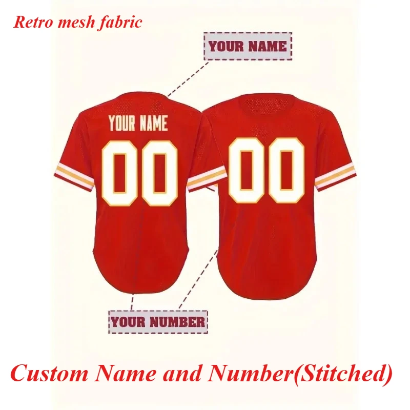 Customized Football Jersey for Men Women Nam e& Number Stitched Personalized Kansas City Rugby Jersey Make Your Own DIY T-Shirt