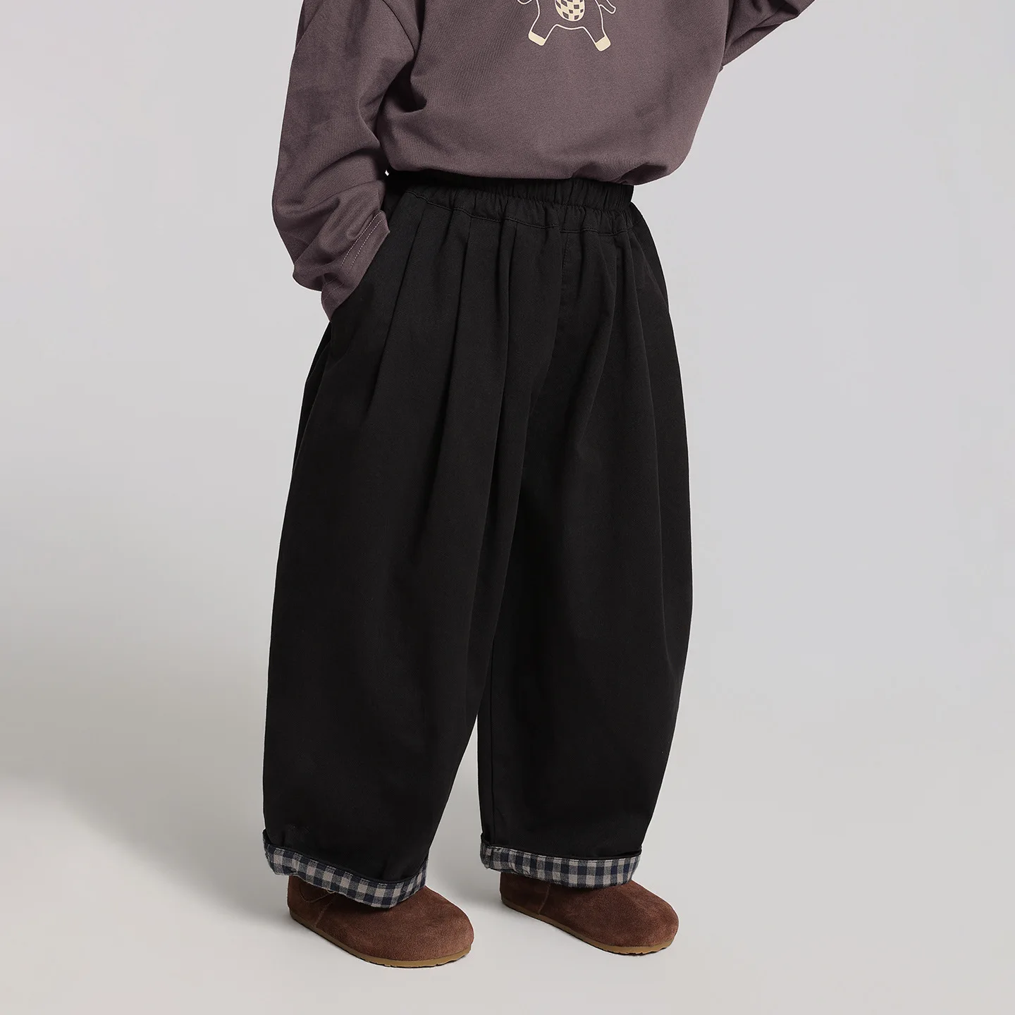 Boys Suit 2026 Spring and Summer New Childrens Clothes Korean Style Boys and Girls Casual Plaid Flanging Wide Leg Pants