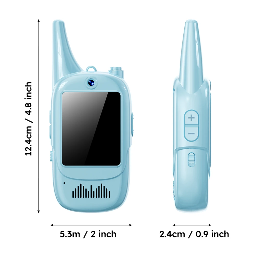 Conjunto de 2 Peças de Walkie-Talkie com Tela de Vídeo para Crianças, Brinquedo Recarregável para Crianças, com Câmera de Alta Definição e Função de Mudança de Som