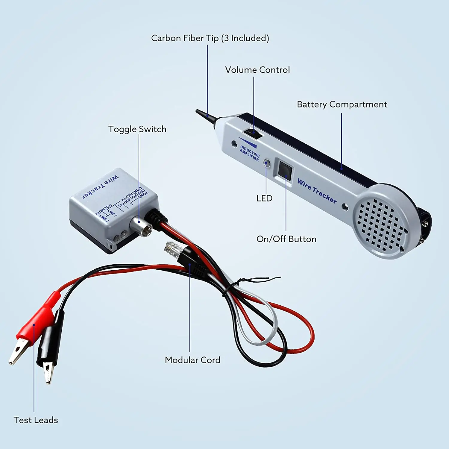 Tone Generator Kit,Wire Tracer Circuit Tester,200EP High Accuracy Cable Toner Detector Finder Tester,Inductive Amplifier