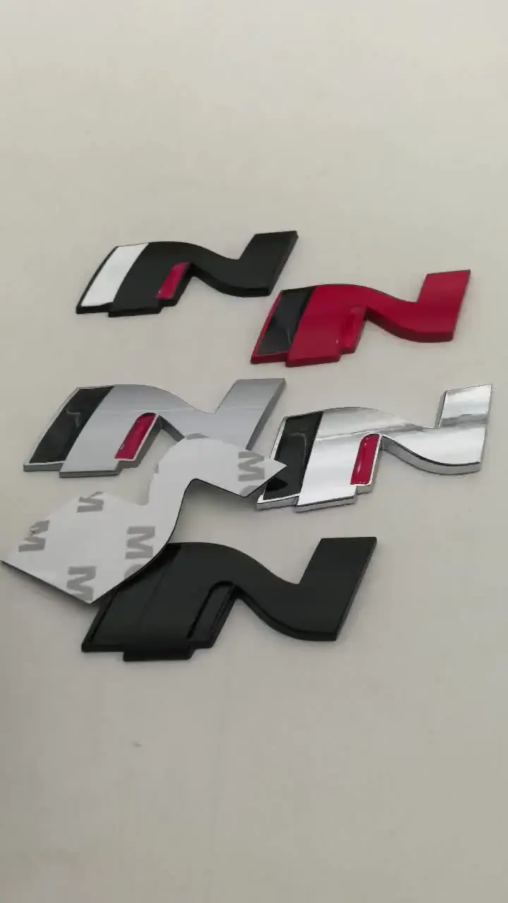 3D Metal Car Styling N Logo Badge Rear Boot Trunk Emblem Sticker Decal For Hyundai i20 i30 Sonata Kona Elantra Tuson Accessories