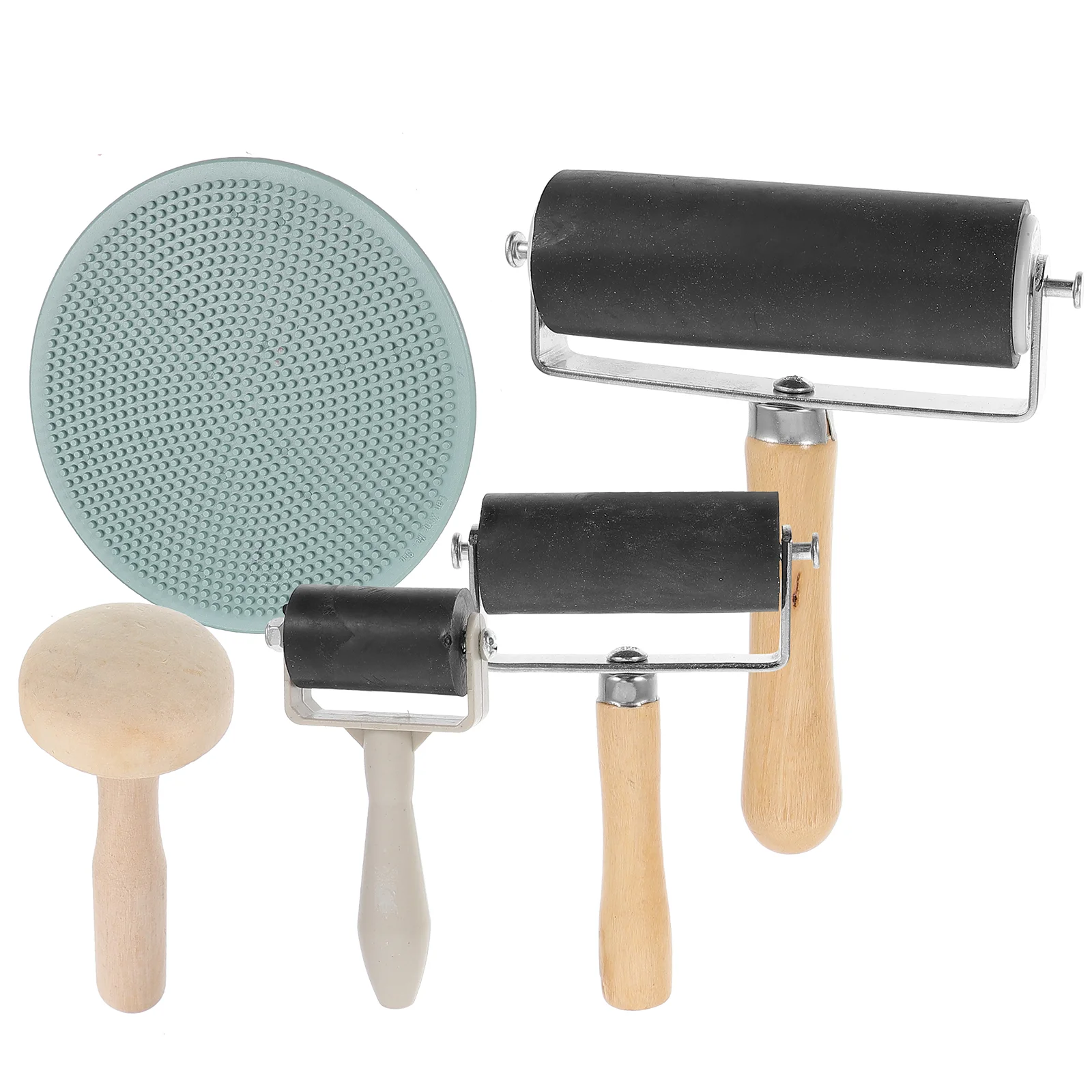 Conjunto de rolo brayer de borracha rolo de impressão de madeira portátil rolo brayer impressão cola rolo aplicador de tinta
